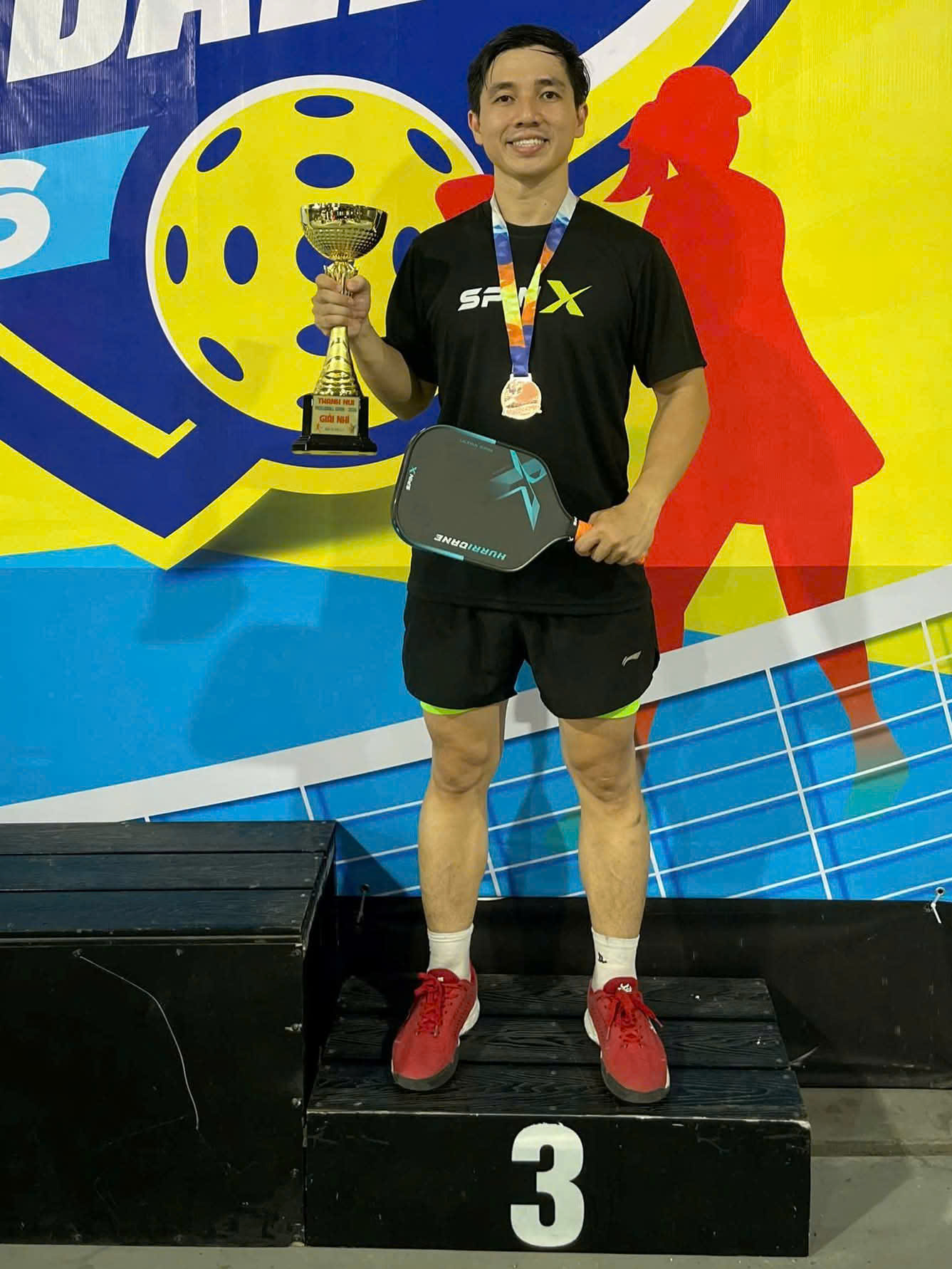 Vợt Pickleball SpinX Hurricane Hybrid Chính Hãng - Xanh Dương - Carbon Toray T700 - Lõi Full Foam - Kiểm Soát- Ổn Định